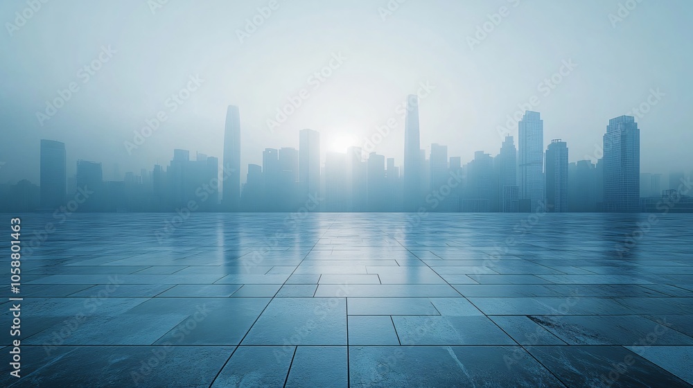 Nighttime City Center with Platforms, Roads, Parking Lot, and Brick Pavement for Car Advertisement Background Nighttime City Center with Platforms, Roads, Parking Lot, and Brick Pavement for Car Advertisement Background