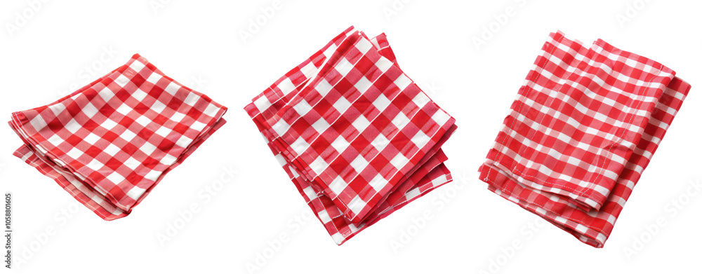 set of red and white tablecloth isolated on transparent background set of red and white tablecloth isolated on transparent background