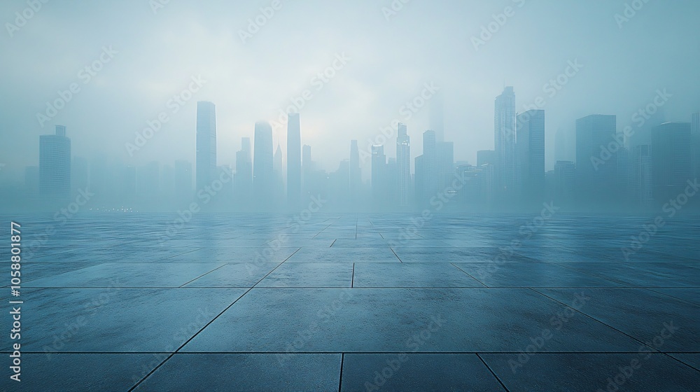 Nighttime City Center with Platforms, Roads, Parking Lot, and Brick Pavement for Car Advertisement Background Nighttime City Center with Platforms, Roads, Parking Lot, and Brick Pavement for Car Advertisement Background
