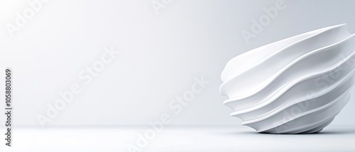  A large white vase atop a table, adjacent to a white wall, with another white wall behind it
