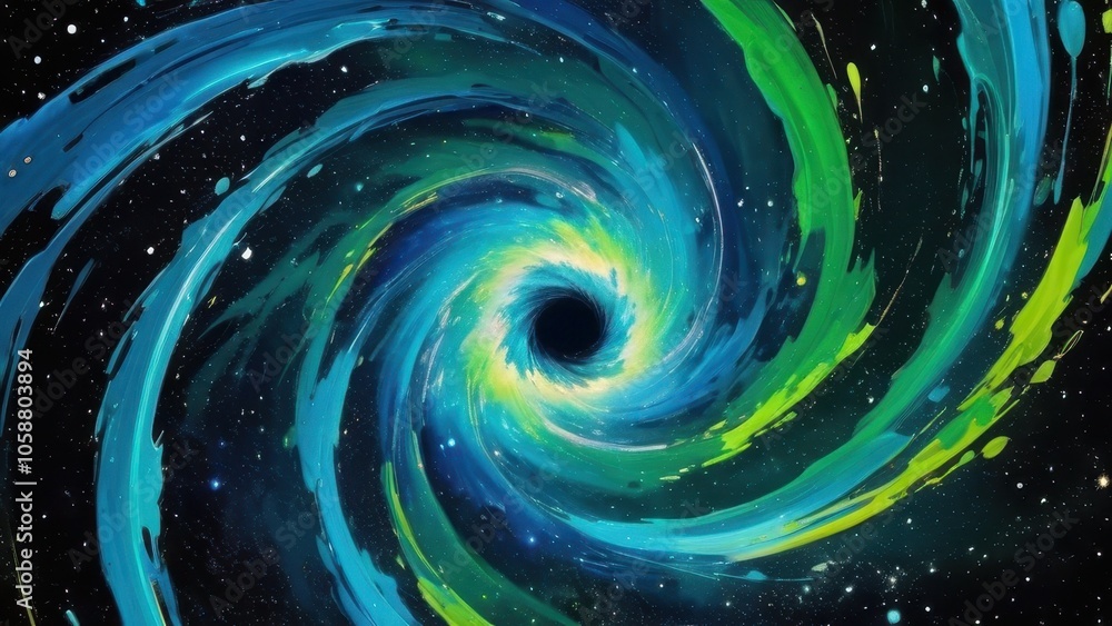 A vibrant, swirling galaxy in vivid blues and greens, representing the beauty of the cosmos. Ideal for space-themed projects or illustrations A vibrant, swirling galaxy in vivid blues and greens, representing the beauty of the cosmos. Ideal for space-themed projects or illustrations