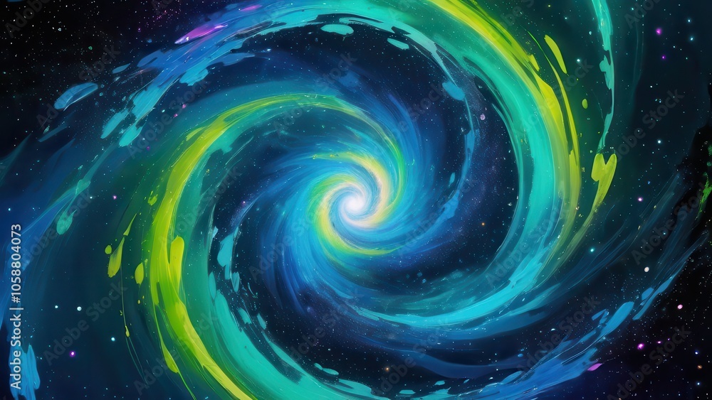 A vibrant, swirling galaxy in vivid blues and greens, representing the beauty of the cosmos. Ideal for space-themed projects or illustrations A vibrant, swirling galaxy in vivid blues and greens, representing the beauty of the cosmos. Ideal for space-themed projects or illustrations