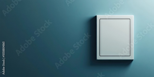 A white faceplate designed for a switch or outlet featuring an empty area. A contemporary 3D realistic mockup of a light toggle switch suitable for digital presentation. photo