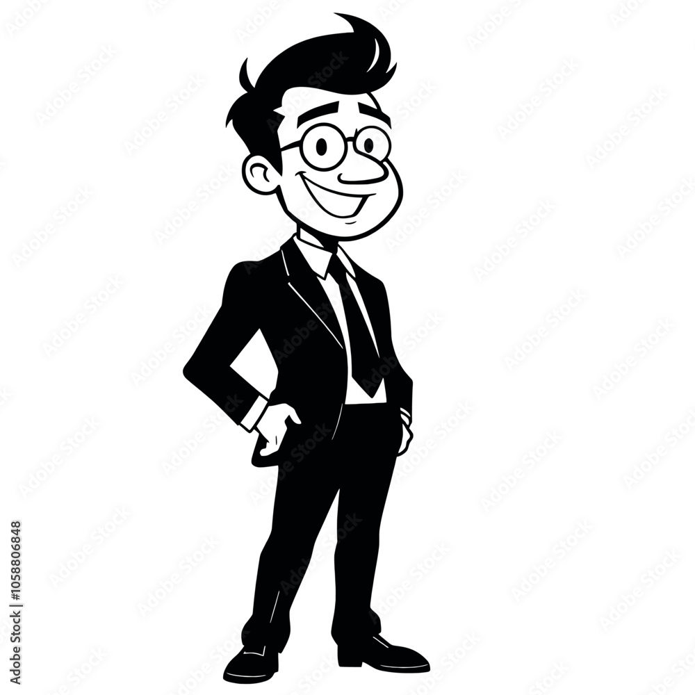 Obraz premium a business man funny character vector black color silhouette isolated white background