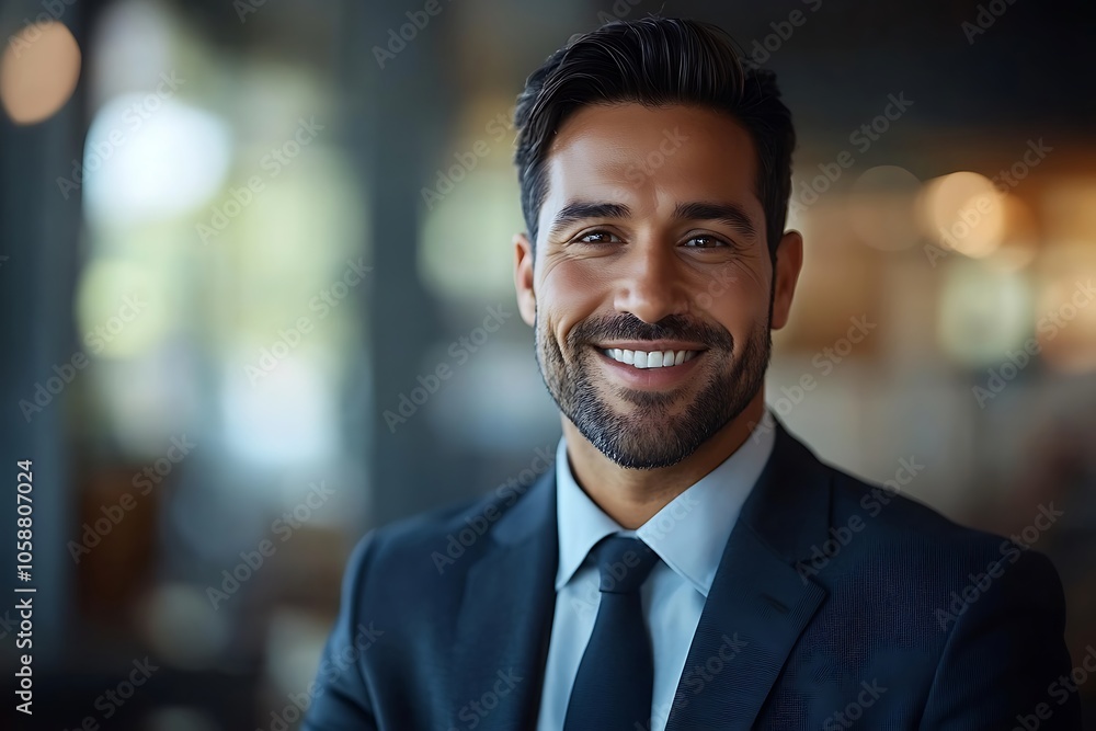 Smiling Businessman in Navy Blue Suit Headshot Portrait Smiling Businessman in Navy Blue Suit Headshot Portrait