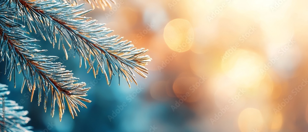 A tight shot of a pine tree's needles with a softly blurred background of out-of-focus light A tight shot of a pine tree's needles with a softly blurred background of out-of-focus light