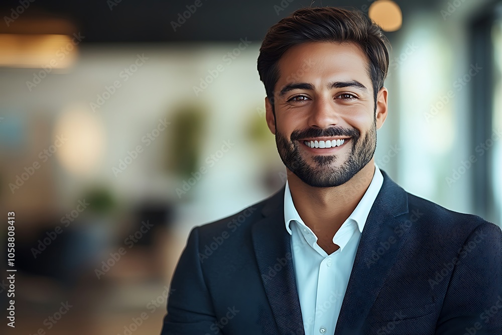 Smiling Businessman in Navy Blue Suit, Professional Headshot Smiling Businessman in Navy Blue Suit, Professional Headshot
