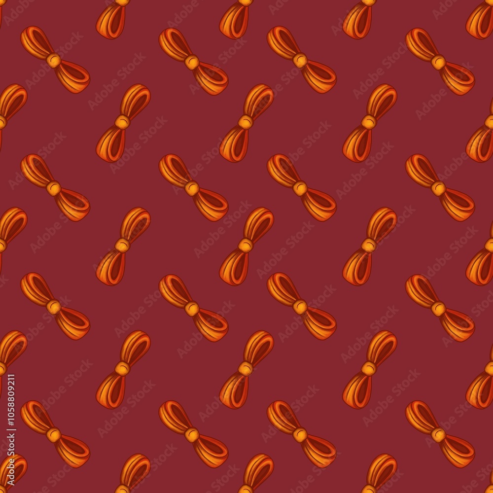 Seamless Pattern Design Red Bow with Red Background Seamless Pattern Design Red Bow with Red Background