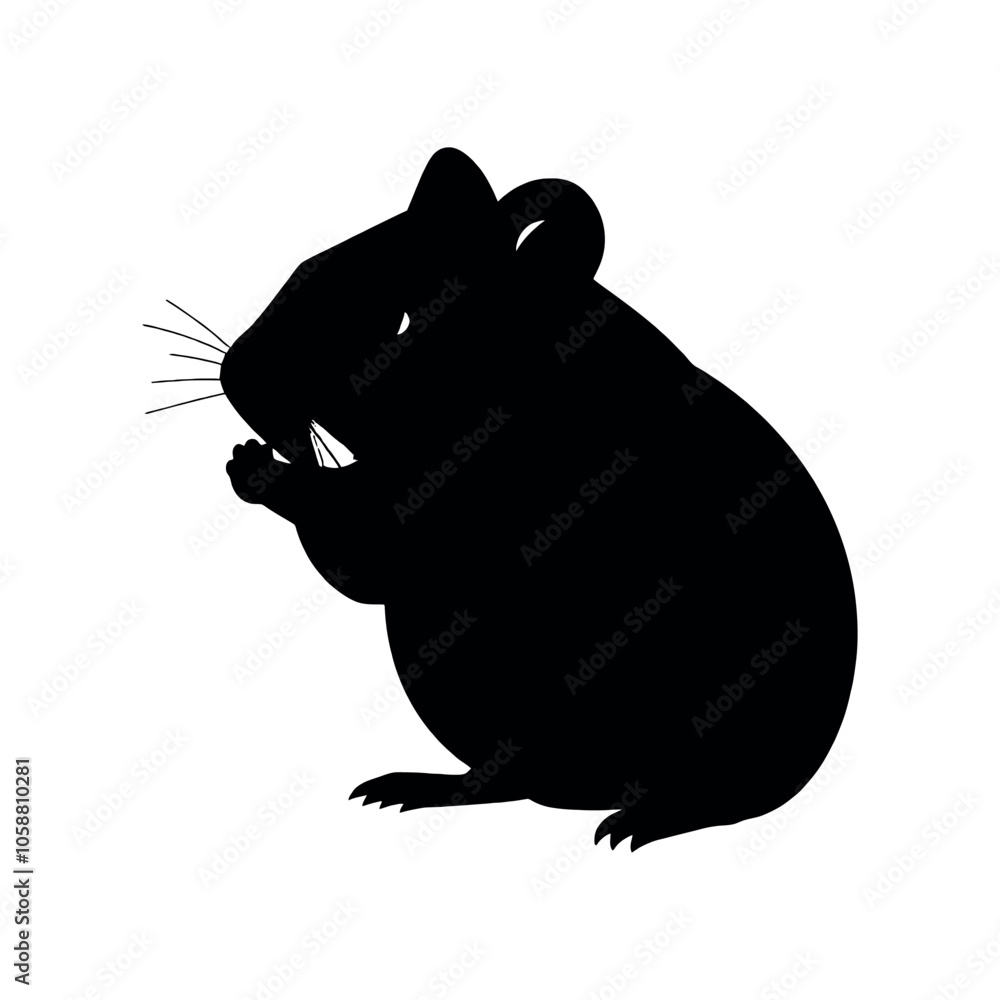 a hamster animal vector silhouette, isolated white background, a hamster animal vector silhouette, isolated white background,