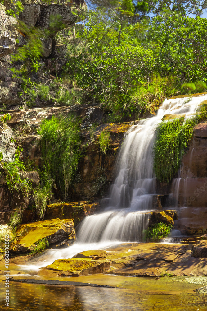 cachoeira na cidade de Alto Paraiso de Goiás, região da Chapada dos Veadeiros, Estado de Goiás, Brasil cachoeira na cidade de Alto Paraiso de Goiás, região da Chapada dos Veadeiros, Estado de Goiás, Brasil