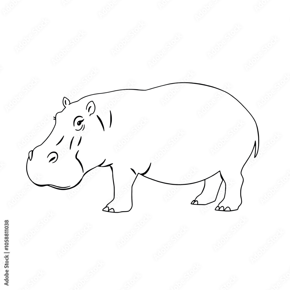 Obraz premium a hippo vector silhouette, isolated white background, silhouette