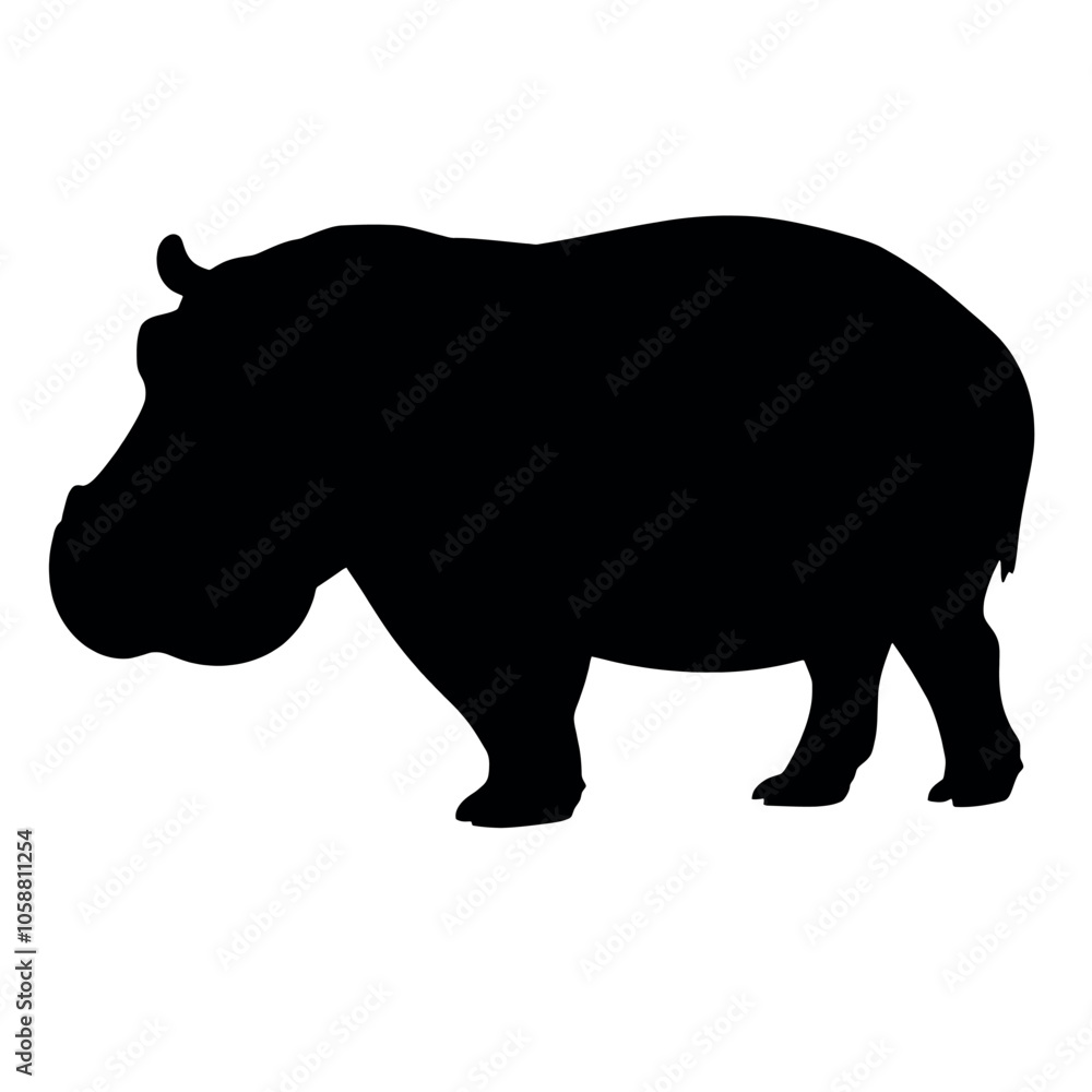 a hippo vector silhouette, isolated white background, silhouette a hippo vector silhouette, isolated white background, silhouette