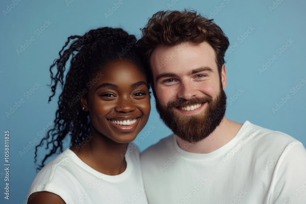 Obraz premium A pair of people standing together, smiling at the camera