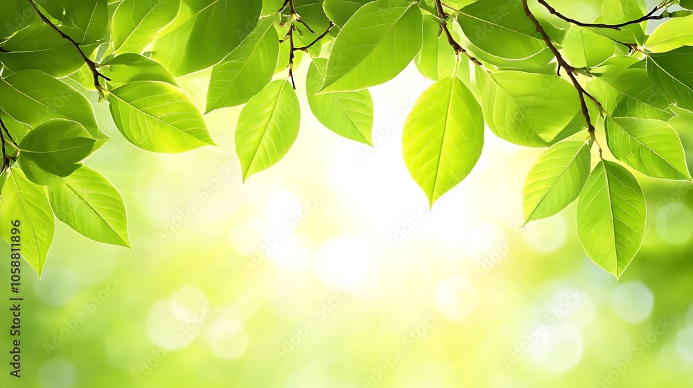 Obraz premium Green leaves background for spring and summer design Subtle Blur Background with Space for Custom Text