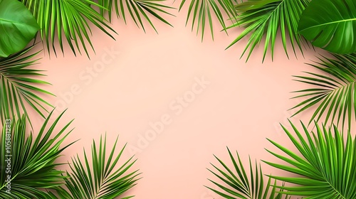 Tropical Leaves Background Minimalist White Background with Space for Text