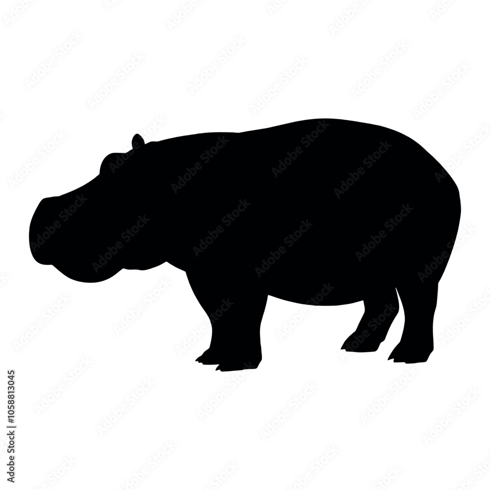 a hippo vector silhouette, isolated white background, silhouette a hippo vector silhouette, isolated white background, silhouette