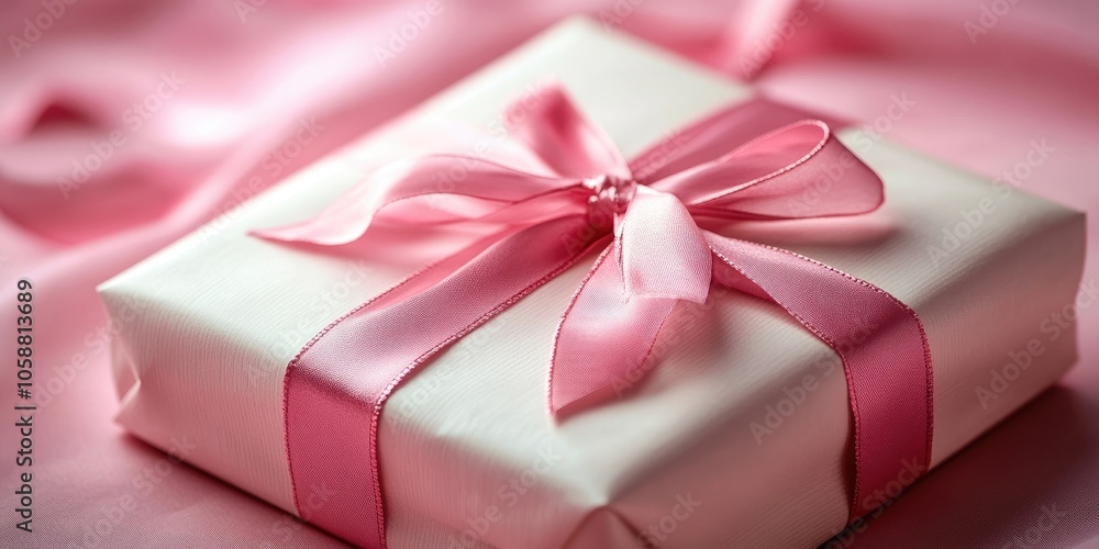A present, carefully wrapped by hand, adorned with a pink ribbon, rests on a pink backdrop, creating a visually appealing scene. The pink theme ties everything together beautifully. A present, carefully wrapped by hand, adorned with a pink ribbon, rests on a pink backdrop, creating a visually appealing scene. The pink theme ties everything together beautifully.