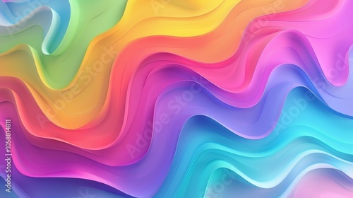 A vibrant pattern of swirling colorful abstract waves creates an eye-catching display of rainbow hues, invoking a sense of creativity and imagination.