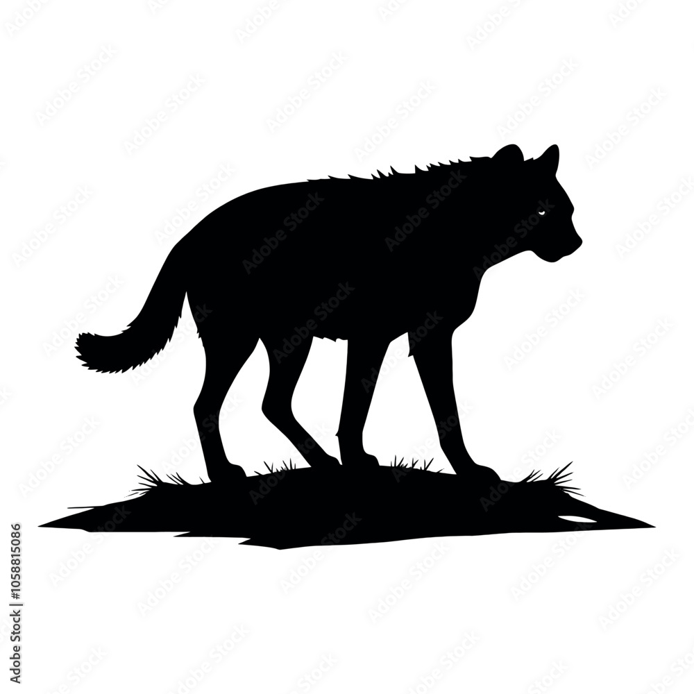 a hyena standing on blank space vector silhouette, isolated white a hyena standing on blank space vector silhouette, isolated white