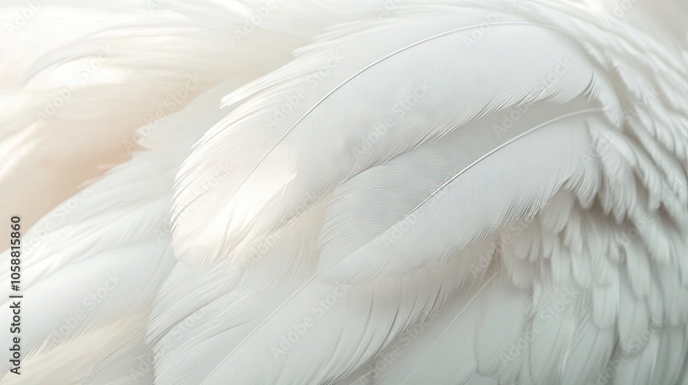 Fototapeta premium A close-up photo of pelican feathers, capturing the intricate brush-like textures that define the beauty of these animals, with ample copy space for added creativity.