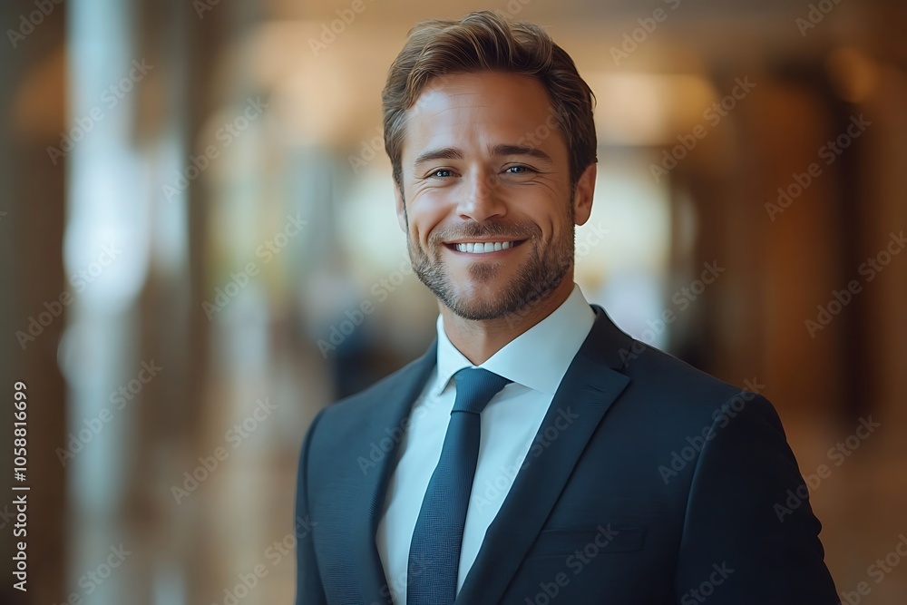 Smiling Businessman in Suit, Corporate Success Portrait Smiling Businessman in Suit, Corporate Success Portrait