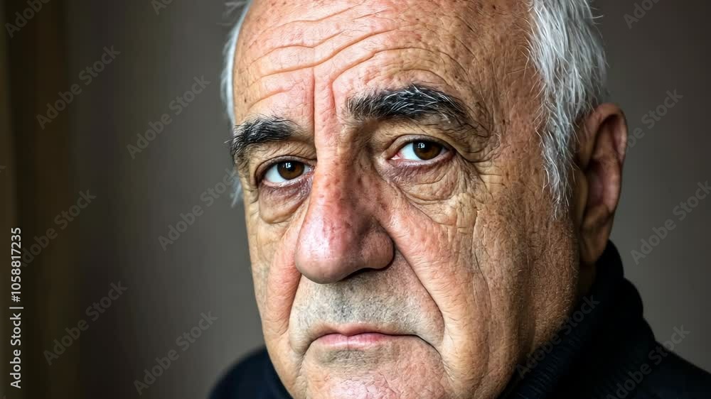 A close-up portrait of an elderly man with gray hair, looking directly at the camera A close-up portrait of an elderly man with gray hair, looking directly at the camera