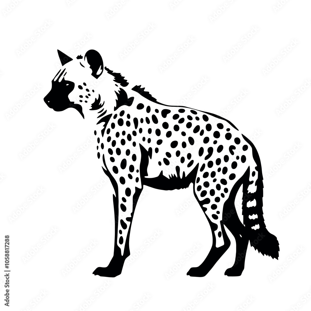 Fototapeta premium a hyena standing on blank space vector silhouette, isolated white
