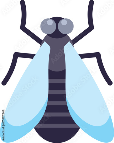 Cartoon house fly spreading its wings, a common insect found worldwide