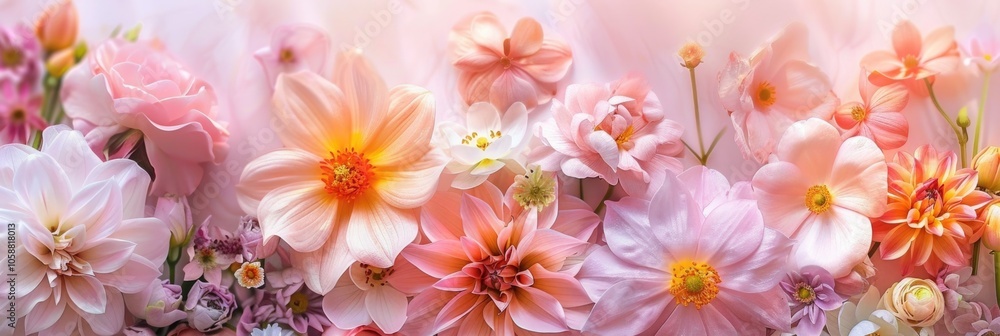 Pastel Flower Background. Artistic Spring Floral Bouquet for Anniversary Celebration Pastel Flower Background. Artistic Spring Floral Bouquet for Anniversary Celebration
