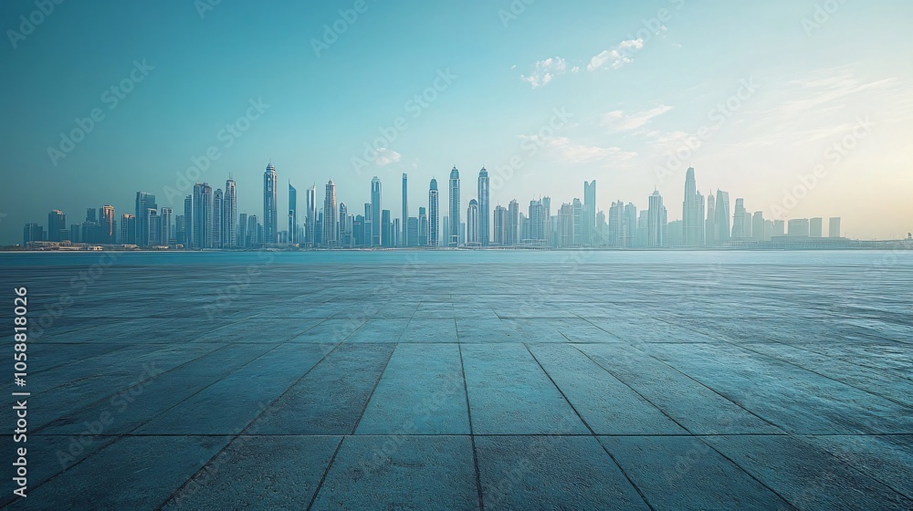 Nighttime City Center with Platforms, Roads, Parking Lot, and Brick Pavement for Car Advertisement Background Nighttime City Center with Platforms, Roads, Parking Lot, and Brick Pavement for Car Advertisement Background