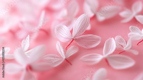 Delicate White Petals on Pink Background