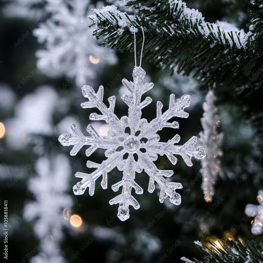 christmas tree decoration. snowflakes christmas tree decoration. snowflakes