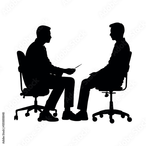 Obraz na płótnie a patient and doctor are discuss sitting on the chair and doing health treatment vector silhouette w salonie