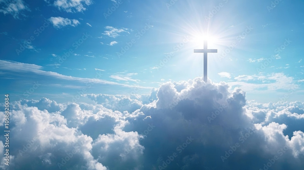 Cross in the sky symbolizes Christian faith Cross in the sky symbolizes Christian faith