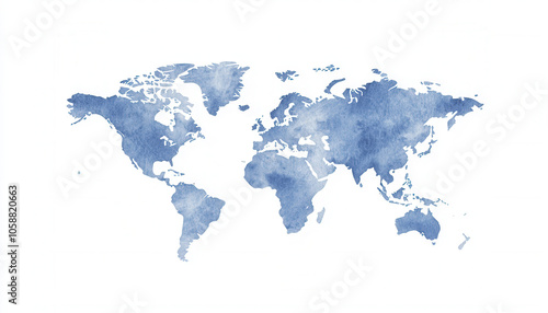 Wallpaper Mural A watercolor map of the world in soft blue tones, displaying continents and oceans with artistic flair. Torontodigital.ca