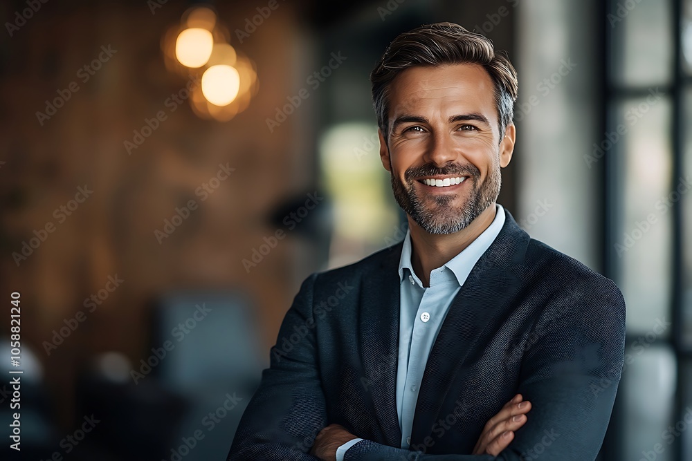 Smiling Businessman with Grey Hair in a Suit Smiling Businessman with Grey Hair in a Suit