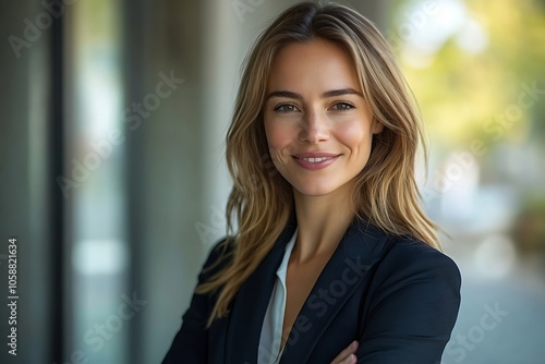 Smiling Businesswoman Headshot - Confident & Successful