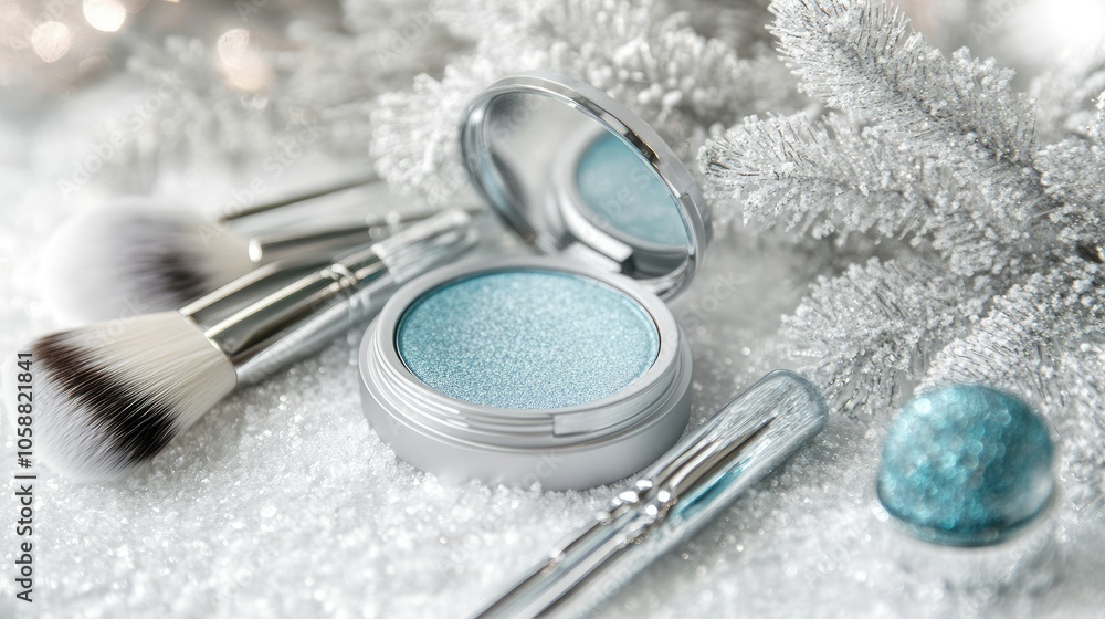 Cool Blue Cosmetics on Sparkling Background Cool Blue Cosmetics on Sparkling Background