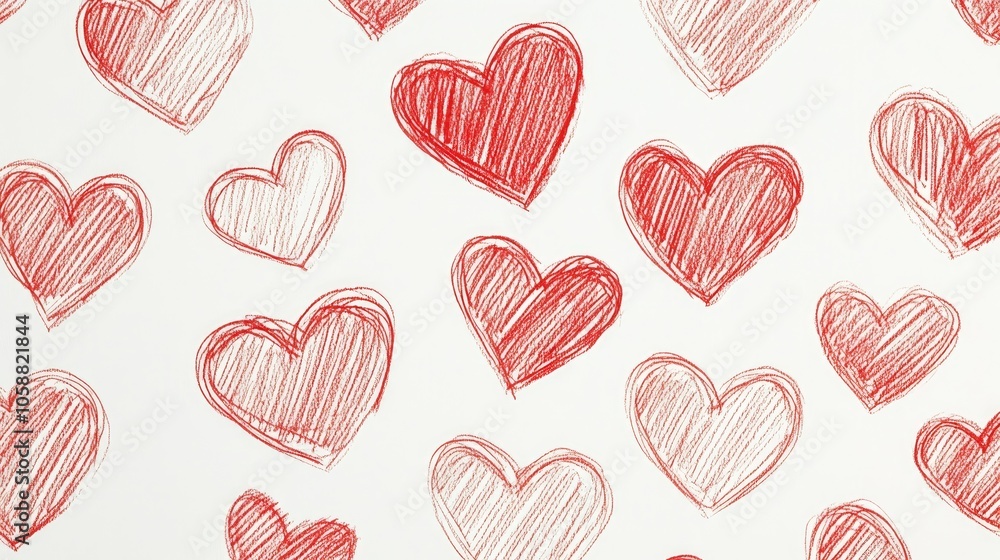 Hand drawn red heart outlines on a white backdrop perfect for themes of love weddings and Valentine s Day celebrations Hand drawn red heart outlines on a white backdrop perfect for themes of love weddings and Valentine s Day celebrations