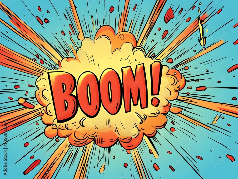 Cartoon Bomb Explosion with Exaggerated BOOM Text and Vibrant Shockwaves Cartoon Bomb Explosion with Exaggerated BOOM Text and Vibrant Shockwaves