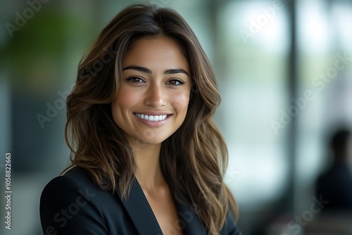 Smiling Businesswoman Headshot in Professional Attire - Natural Lighting