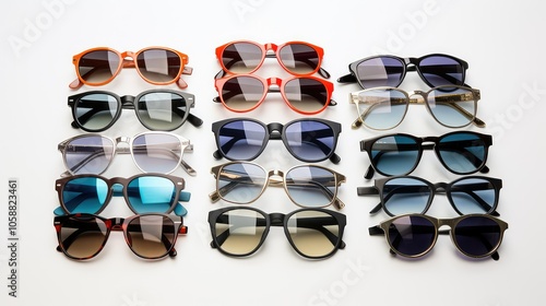 trendy sunglasses on white photo