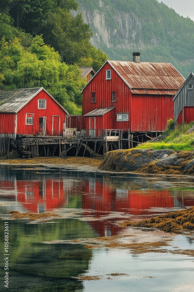 Red Buildings by Water Red Buildings by Water
