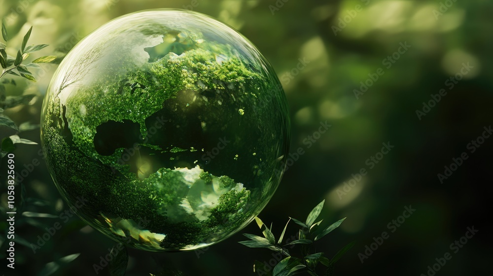 Translucent green crystal globe showcasing the rich greenery and vibrant nature of our planet symbolizing the beauty of Earth Translucent green crystal globe showcasing the rich greenery and vibrant nature of our planet symbolizing the beauty of Earth