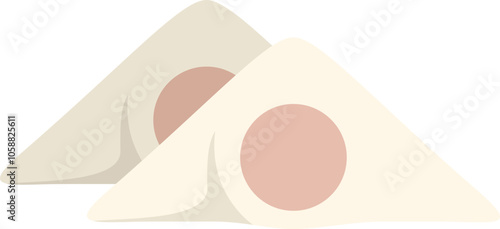 This vector illustration features two onigiri rice balls, a popular japanese snack or lunch item