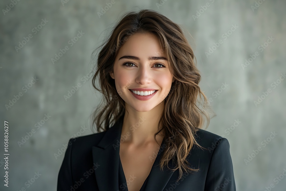 Smiling Businesswoman in Black Blazer Studio Portrait Smiling Businesswoman in Black Blazer Studio Portrait