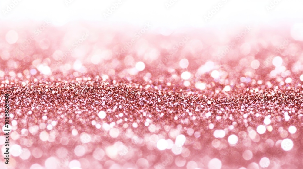 Bright rose gold glitter texture on a blank white surface ideal for a Valentine s Day themed abstract background with plenty of copy space Bright rose gold glitter texture on a blank white surface ideal for a Valentine s Day themed abstract background with plenty of copy space