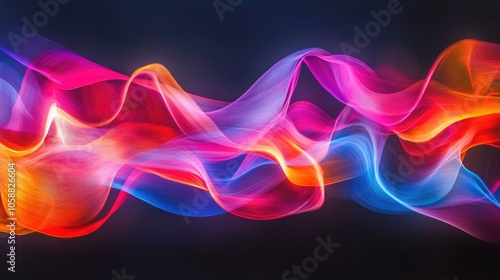 Vibrant flowing lines of colorful light against a dark abstract backdrop