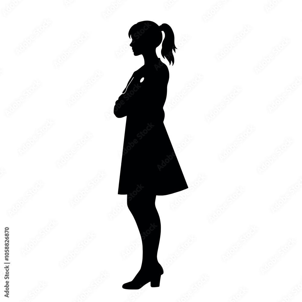 female doctor standing pose vector silhouette female doctor standing pose vector silhouette