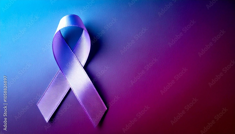 A purple ribbon set against a purple gradient background, symbolizing epilepsy and pancreatic cancer awareness A purple ribbon set against a purple gradient background, symbolizing epilepsy and pancreatic cancer awareness